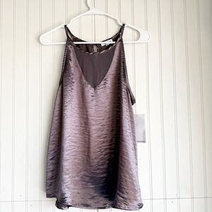 Eyeshadow Size M Gunmetal mesh detail Silky Tank Top New!